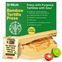 WeLime Wooden Tortilla Press features a steady hinge support