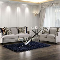 Brand New Plush Grey Sofa & Loveseat (Pillows Included)