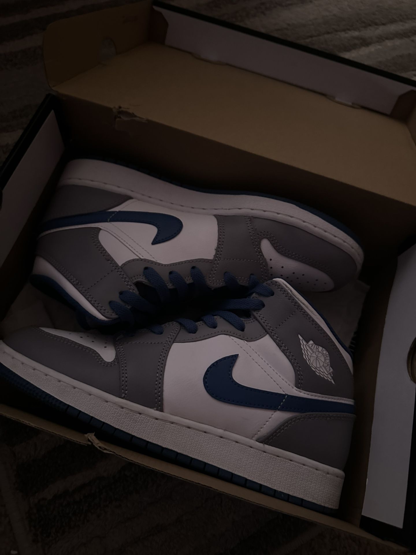 Cement True Blue Air Jordan 1 Mid