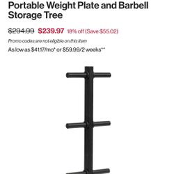 Portable Weight Plate and Barbell Storage Tree