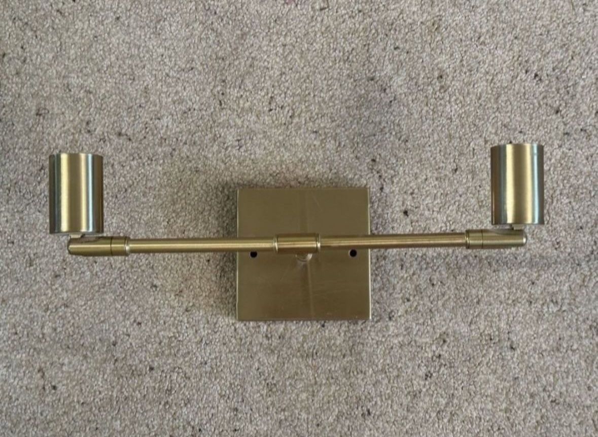Gold Brass Modern Glam Adjustable Heads Wall Mounted light Fixture Sconce Takes 2 Lightbulbs With Mounting Hardware