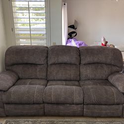 Gray Couch Set With Recliner