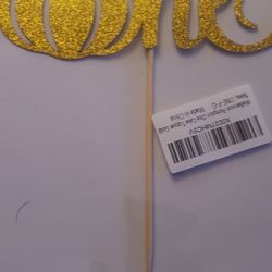 Gold Glitter Pumpkin One Cake Topper for Baby 1st Birthday, One Month, Autumn Theme, Baby Shower Thanksgiving Day Party Decorations Supplies

