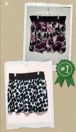 2 Skirts Bundle Black White Polka Dot Purple Floral