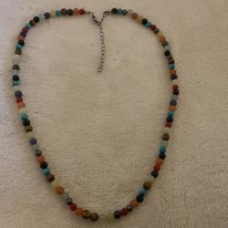16”-18” 925 Sterling Silver And Multi-colored Beaded Necklace 