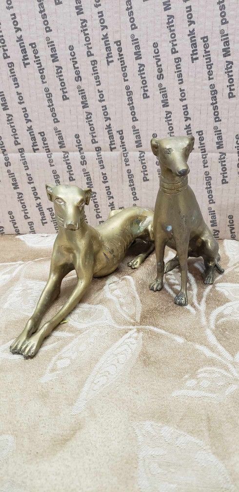 VINTAGE Brass Greyhound / WHIPPET Dog Statues