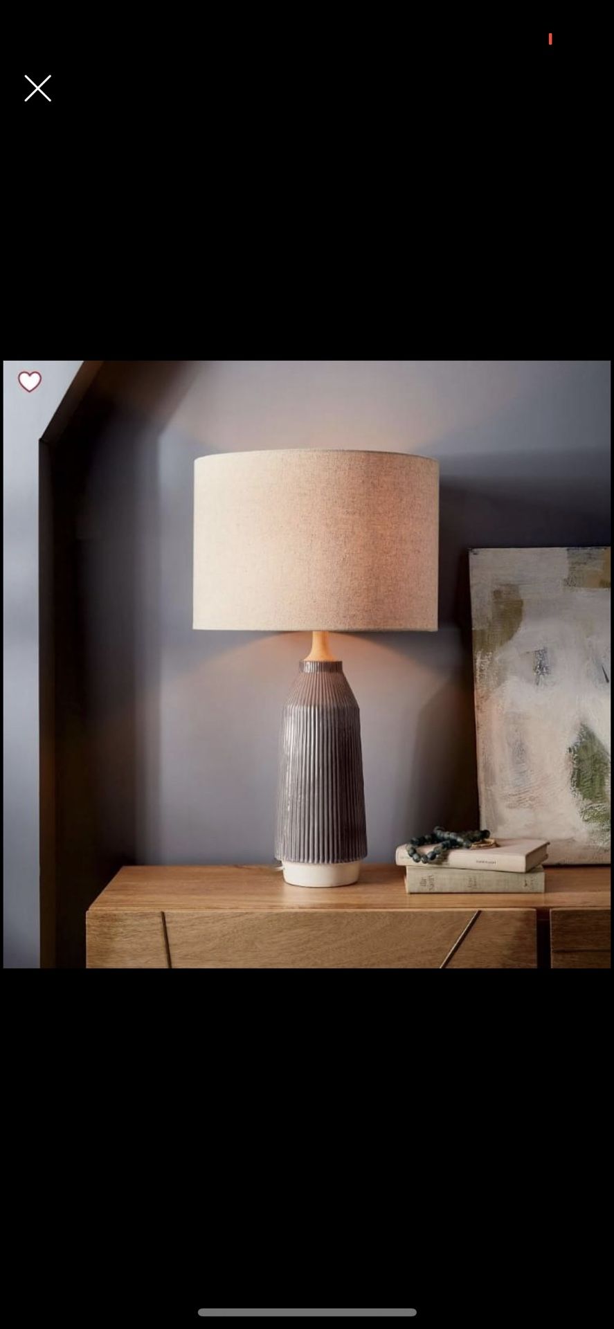 WEST ELM Roar + Rabbit Ceramic Table Lamp, Warm Gray, Tall + Narrow