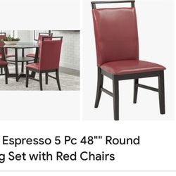 Dining Room 4 Red Chairs