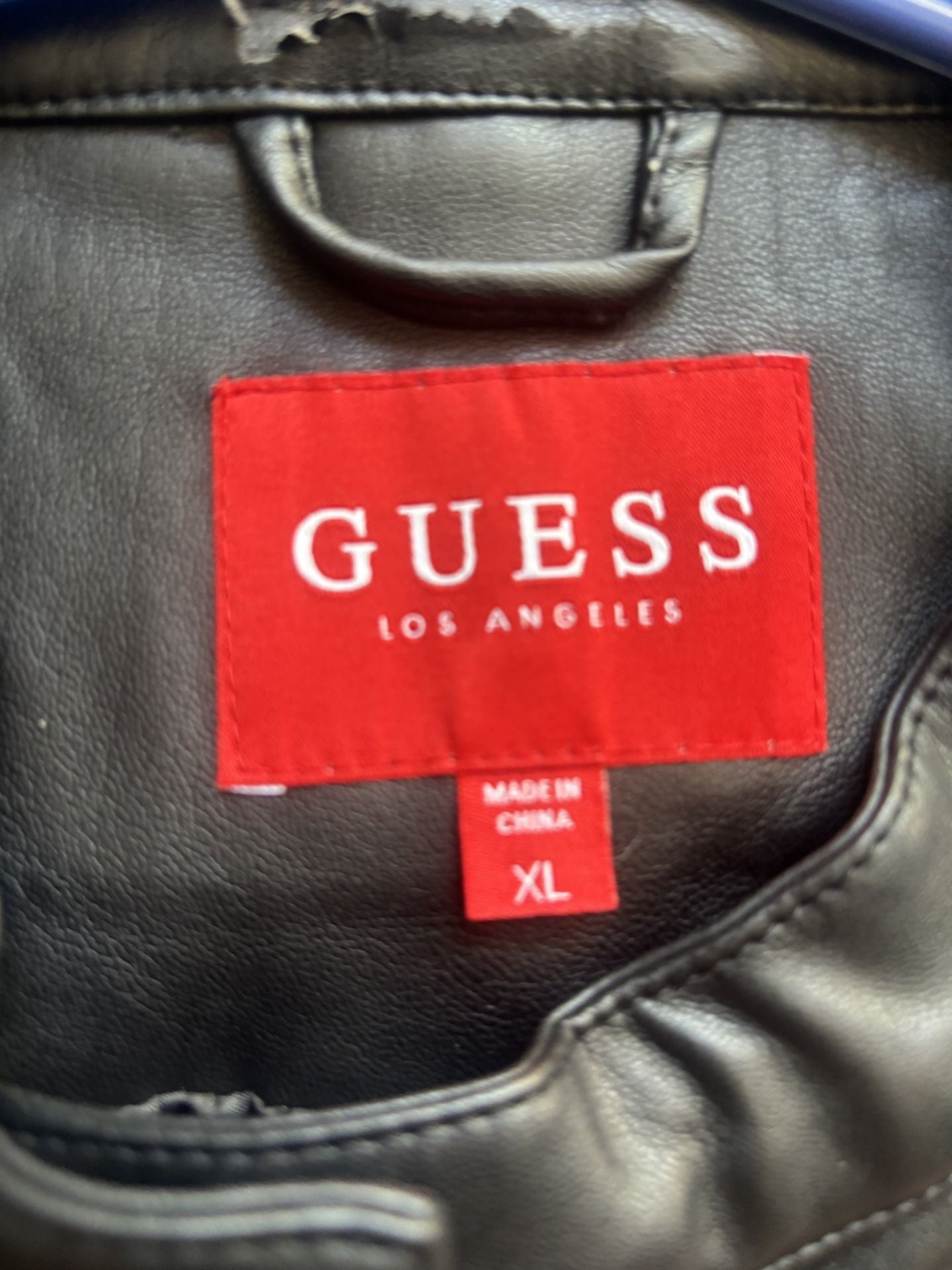 Guess Leather Biker Jacket Sized XL