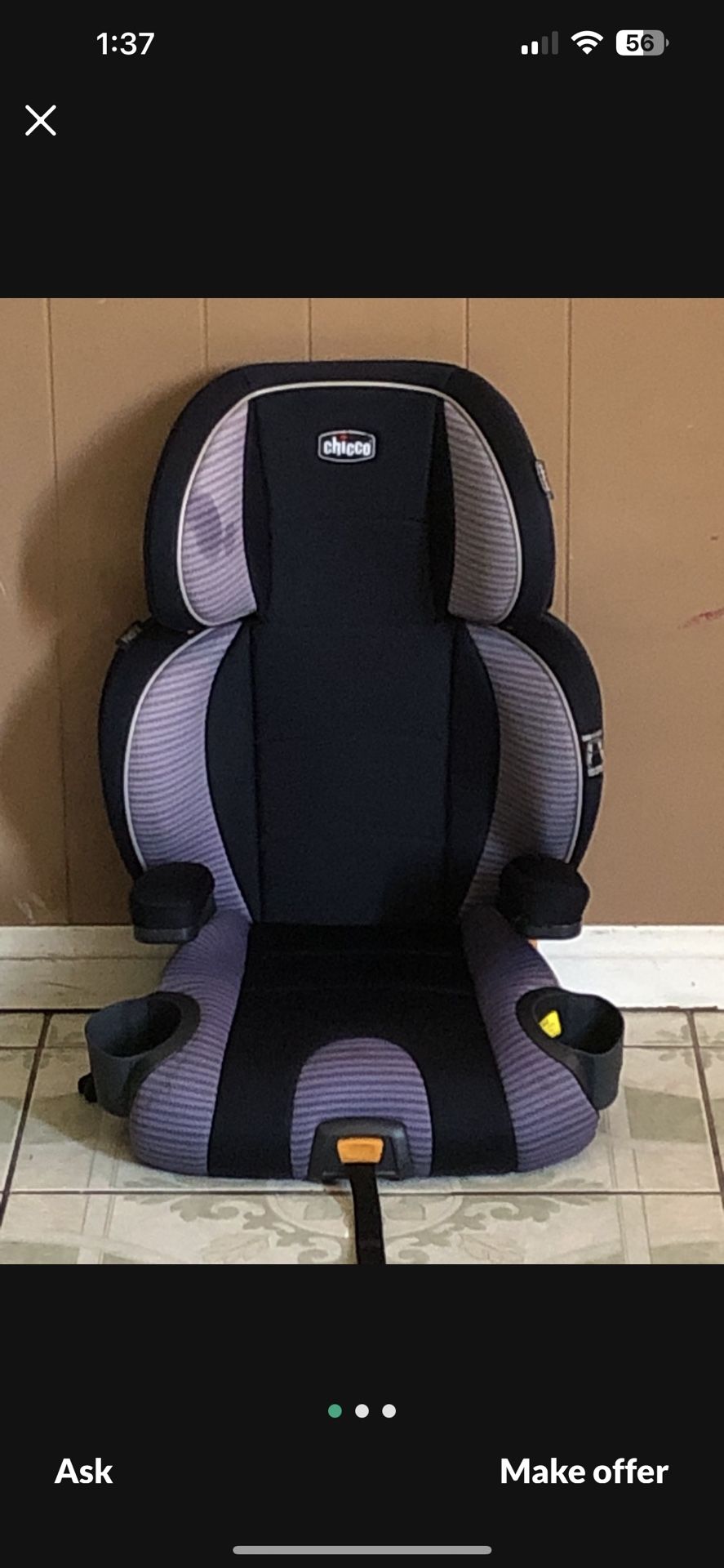 LIKE NEW CHICCO KEY FIT ZIP BOOSTER SEAT!!!!