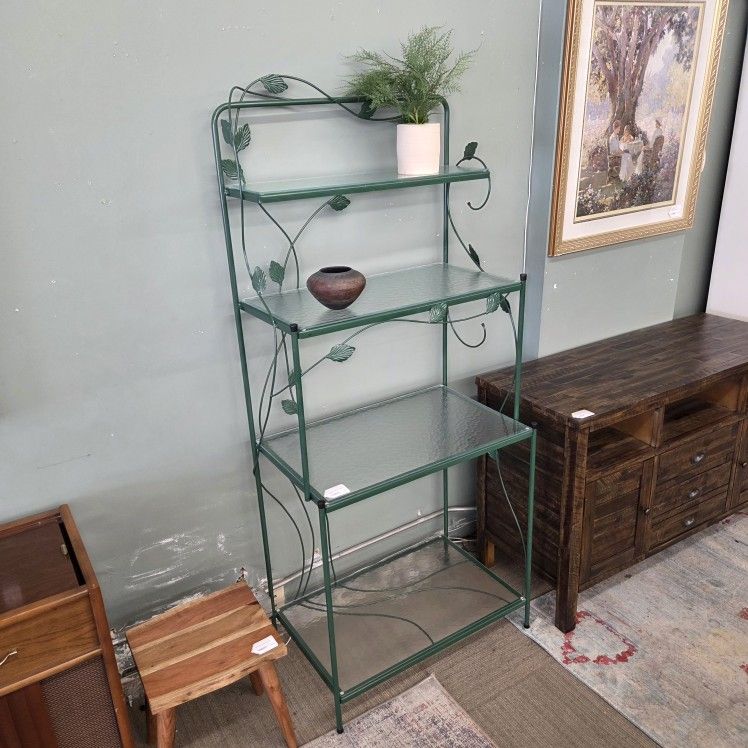 Green Metal Floral 4Tier Bakers Rack