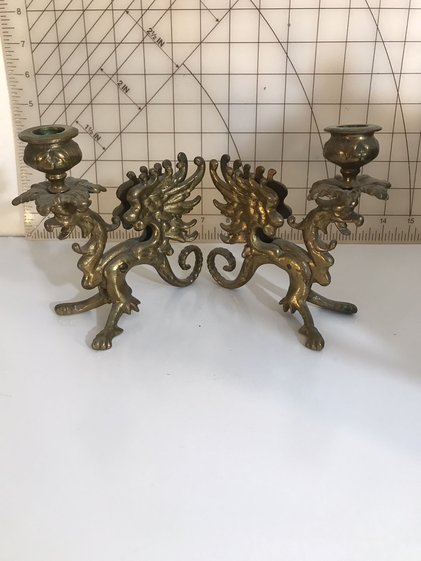 Pair of  Gryphon Candle Holders
