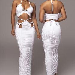 Sexy White Maxi Skirt Set