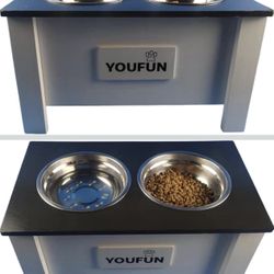 Raised Dog Bowl Stand with Internal Storage, Elevated Dog Bowls with Double Stainless Steel Dish Seperate Easy Reach Pet Diner for Cats & Dogs(small)