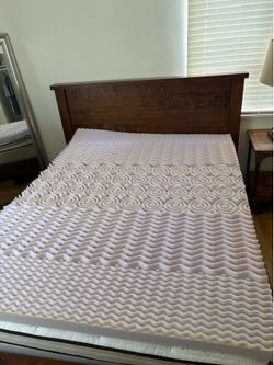 Bed, Bed Frame, Mattress, and Mattress Topper