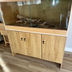 Large reptile enclosure with base cabinet
