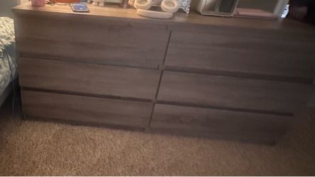 6 drawer long brown dresser