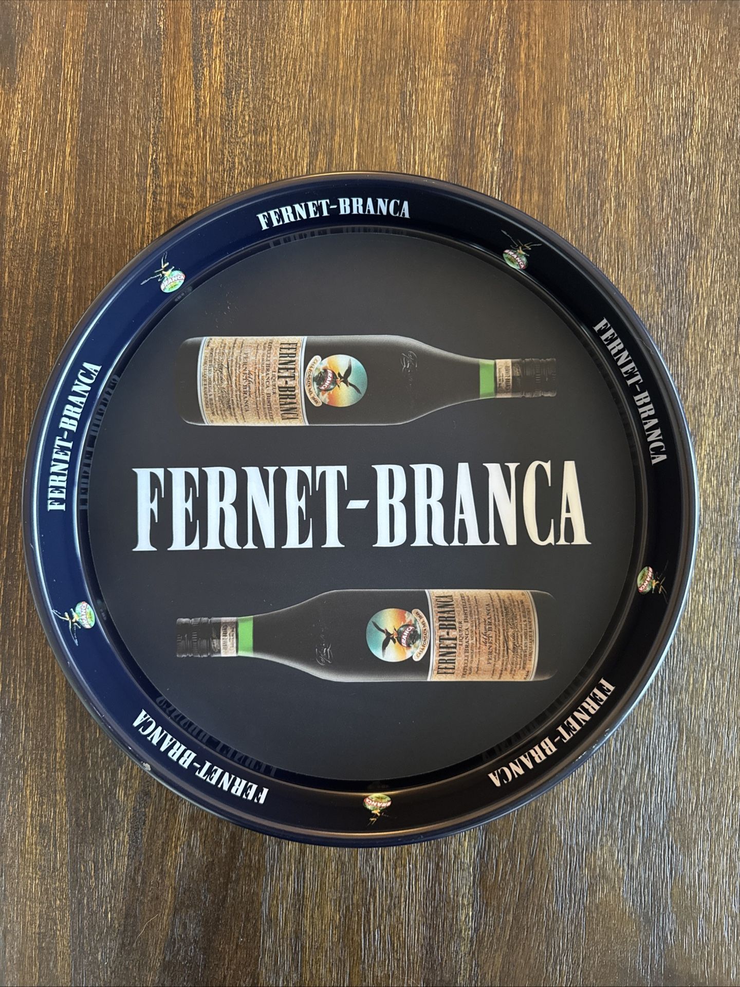 Fernet Branca Black Metal 13” Round Bar Tray RARE