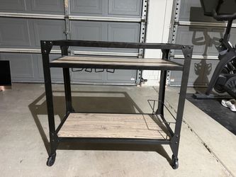 Industrial Bar Cart with Two Shelves
