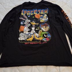 Space Jam Tune Squad Shirt Mens  Large Black Long-Sleeve Taz Bugs Daffy Marvin
