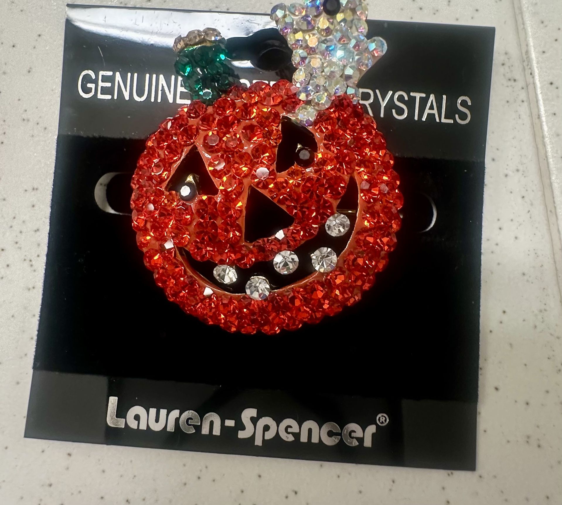 Jack-O-Lantern & Mini Ghost Rhinestone Pin
