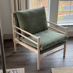 New Threshold Light Green Dowel Velvet Armchair