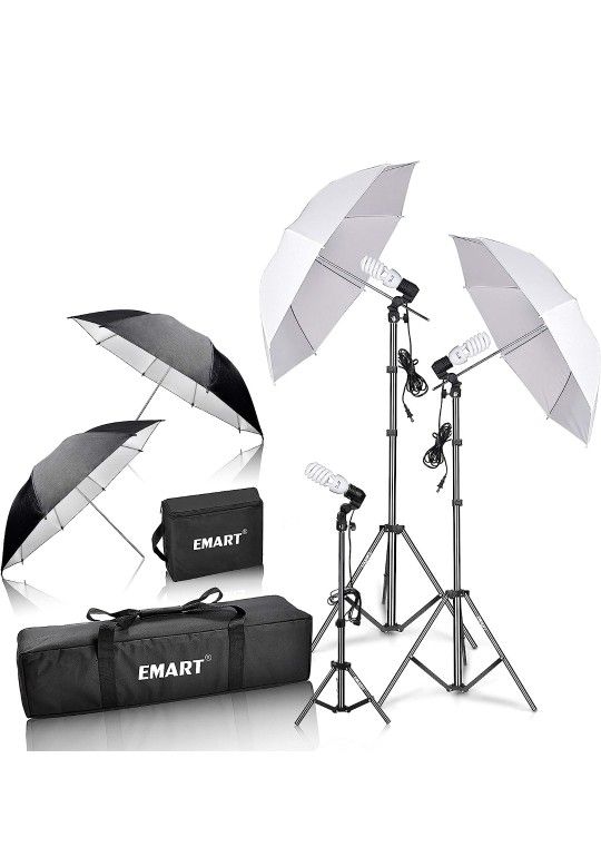 7ft Photo Studio 600W Day Light White Umbrella Continuous Lighting Kit