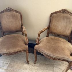 Brown suede chairs (pair)