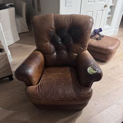 Natuzzi Leather Chair And Footrest