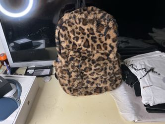 Leopard Print Faux Fur Backpack