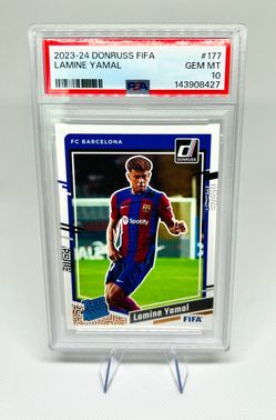 2023-24 Donruss FIFA Soccer #177 Lamine Yamal RC Rated Rookie PSA 10