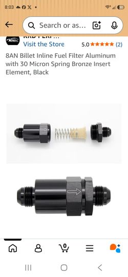 8AN Inline Billet Aluminum Fuel Filter – 30 Micron (Black)