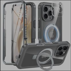 Oneagle Magnetic Stand for iPhone 16 Pro Max Case [Fit for MagSafe], 360° Full Body Shockproof Case Built-in [9H Glass Screen Protector+Magnet Ring Ki