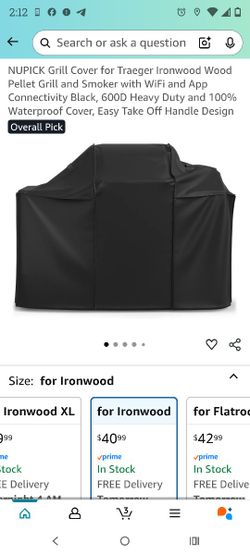 NUPICK Grill Cover for Traeger Ironwood Wood Pellet Grill and Smoker with WiFi and App Connectivity Black, 600D Heavy Duty and 100% Waterproof Cover, 
