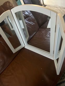 White Tri-Fold Vanity Mirror