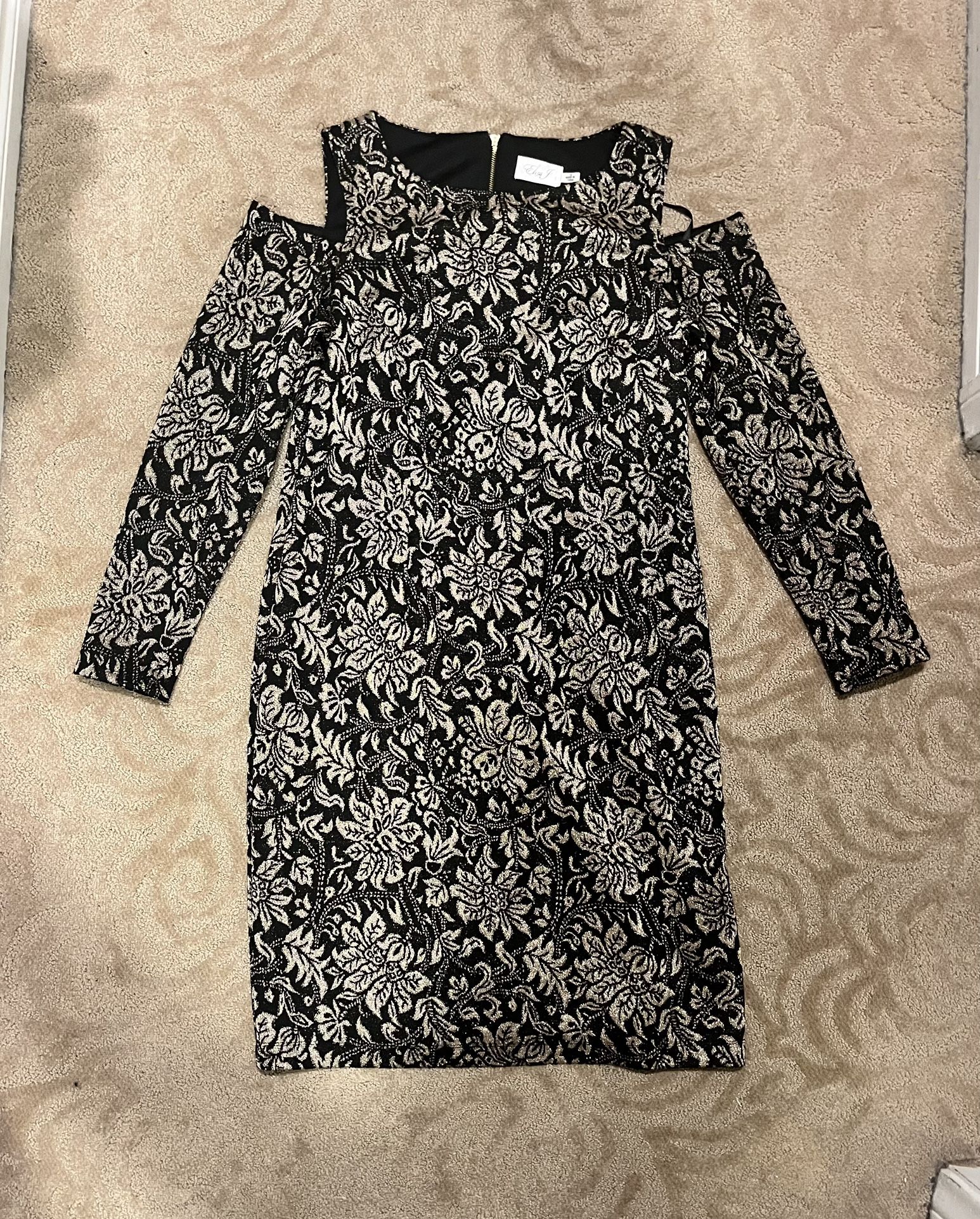 Eliza Cocktail  Gold Sparkle Dress Peak Shoulder Size 14