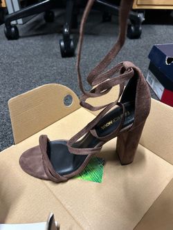 Brown Ankle Wrap Heels (W8)