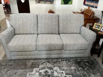 Fabric Sofa and Loveseat in Gray Woven Upholstery