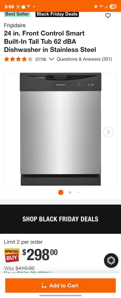 Frigidaire Dishwasher 