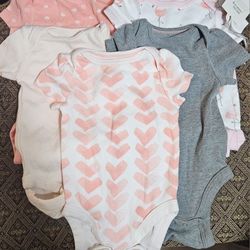 0-3 Months Babygirl 5 Pack multi Cloud lsland Short Sleeve Bodysuit