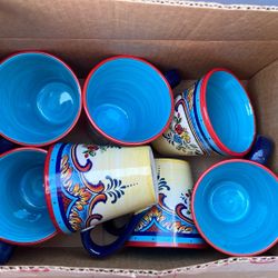 Talavera Style Coffee Cups 