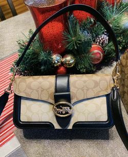 Coach Georgie Shoulder Bag in Blocked Signature Canvas RARE