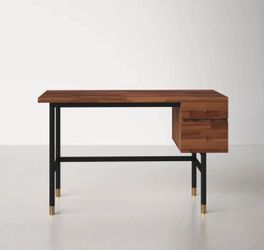 1 Solid acacia wood office desk with two drawers. From All Modern.