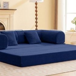 Brand New Blue Compressed Foam Modular Sofa Sleeper 