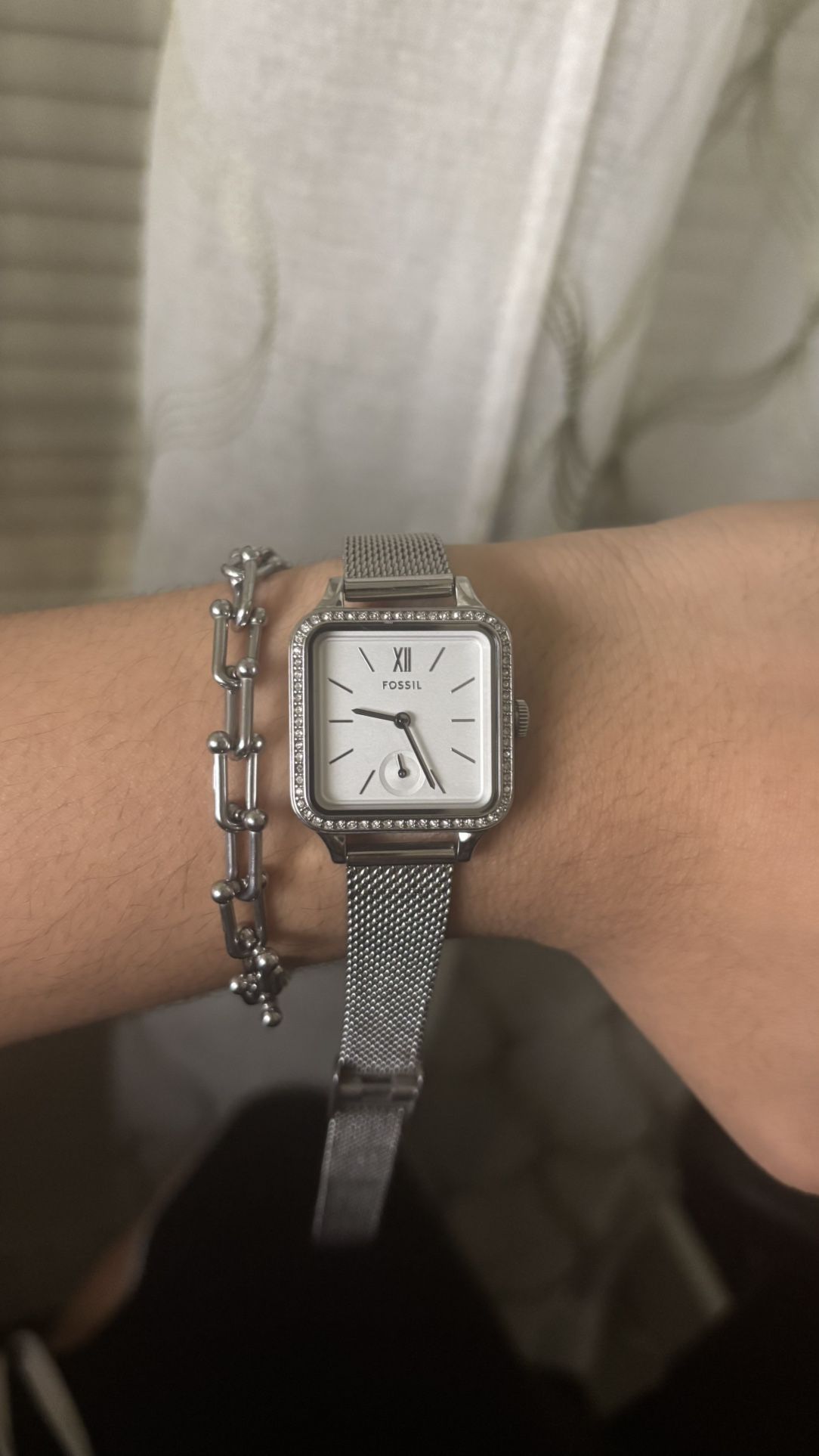 Fossil Silver Square Face Watch
