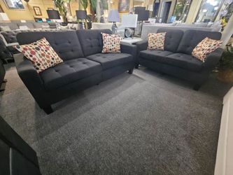 Brand new black linen sofa + loveseat 2PCs set