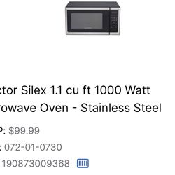 Proctor Silex 1.1 Cu.ft Microwave 