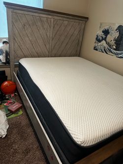 Queen Bed Set – Frame + Box Spring + Mattress – $250