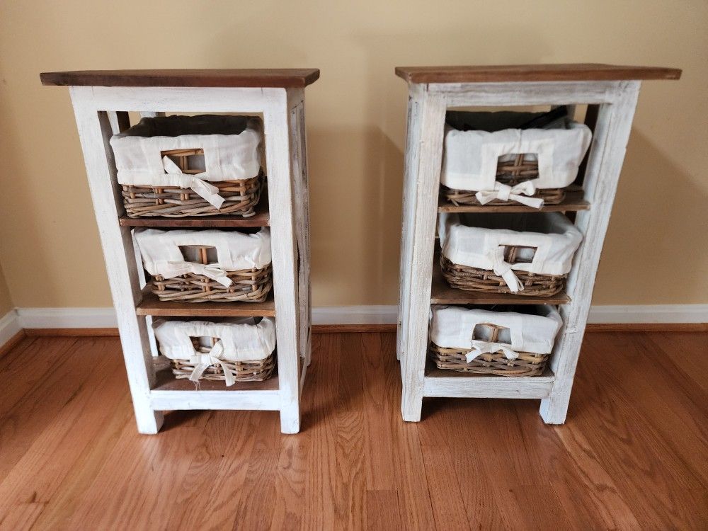 Sturdy End Tables with Storage Baskets
