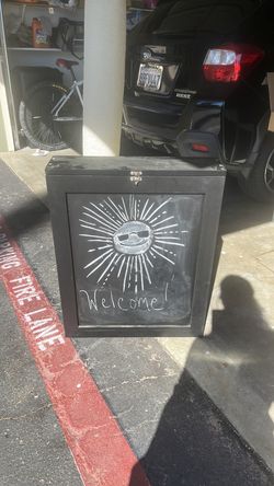 Hanging desk with chalkboard